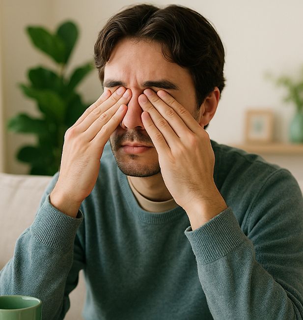 Man wrijft in zijn ogen